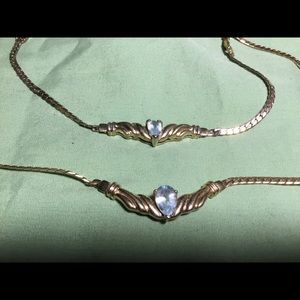 Blue stone angel wing necklace bracelet set